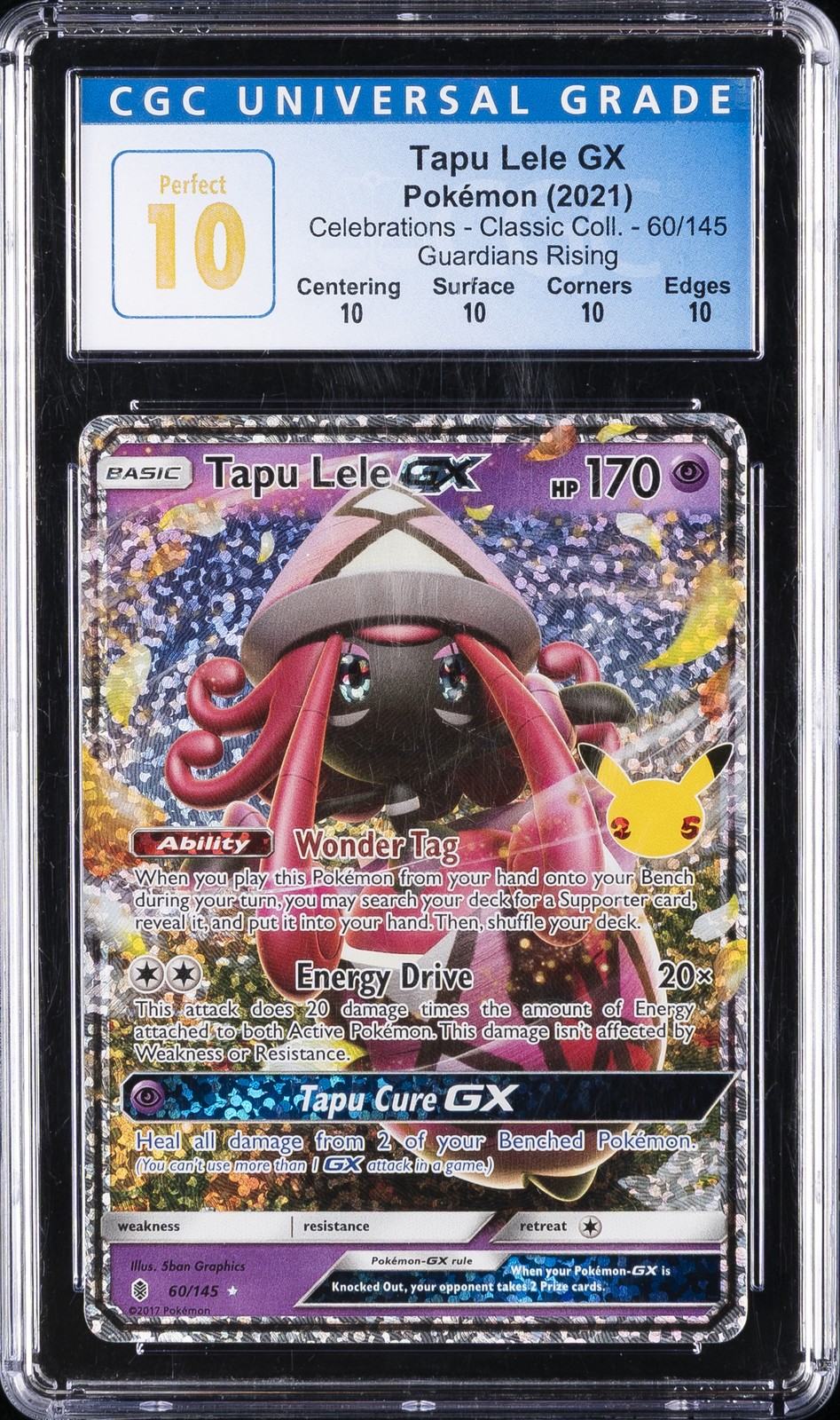 2021 POKEMON CELEBRATIONS CLASSIC COLLECTION #60 TAPU LELE GX CGC 10 PERFECT