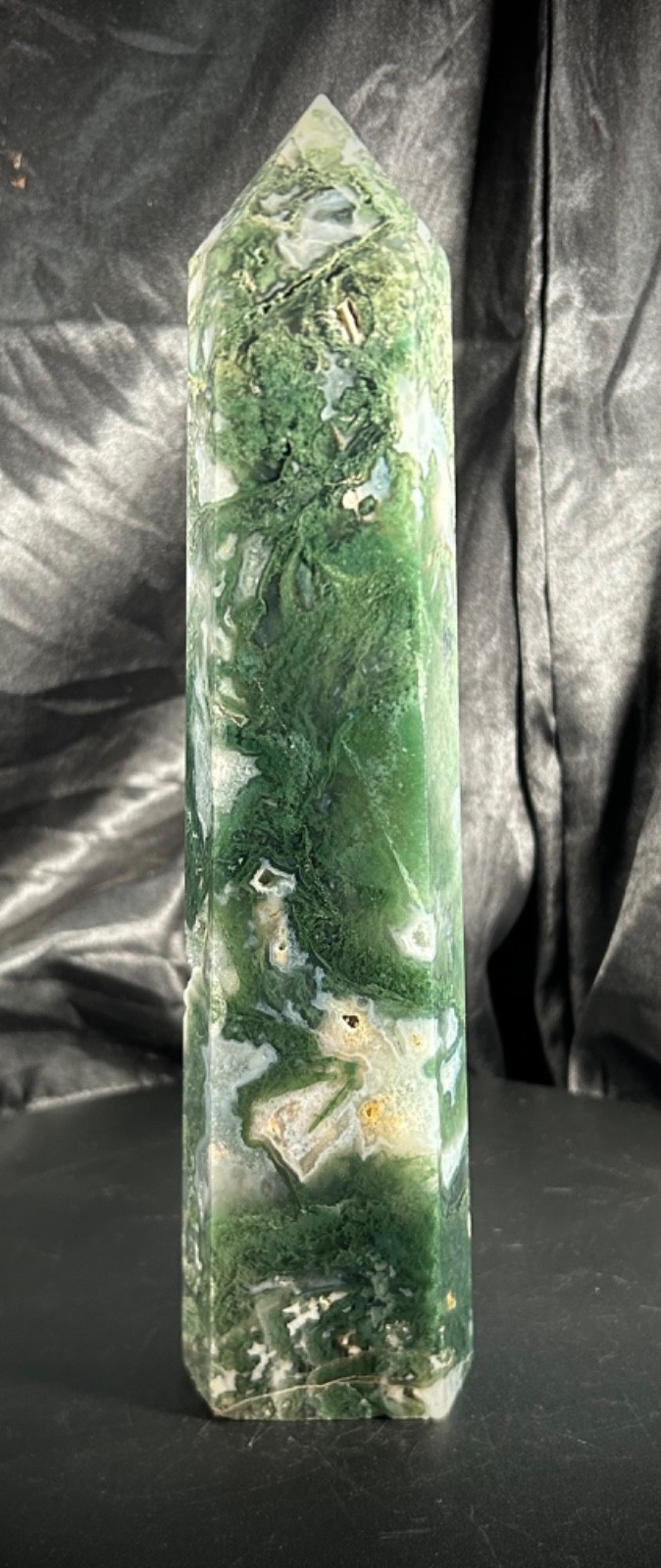 9.25” Jumbo Moss Agate Druzy Tower 2lb 2.8oz (987 grams)