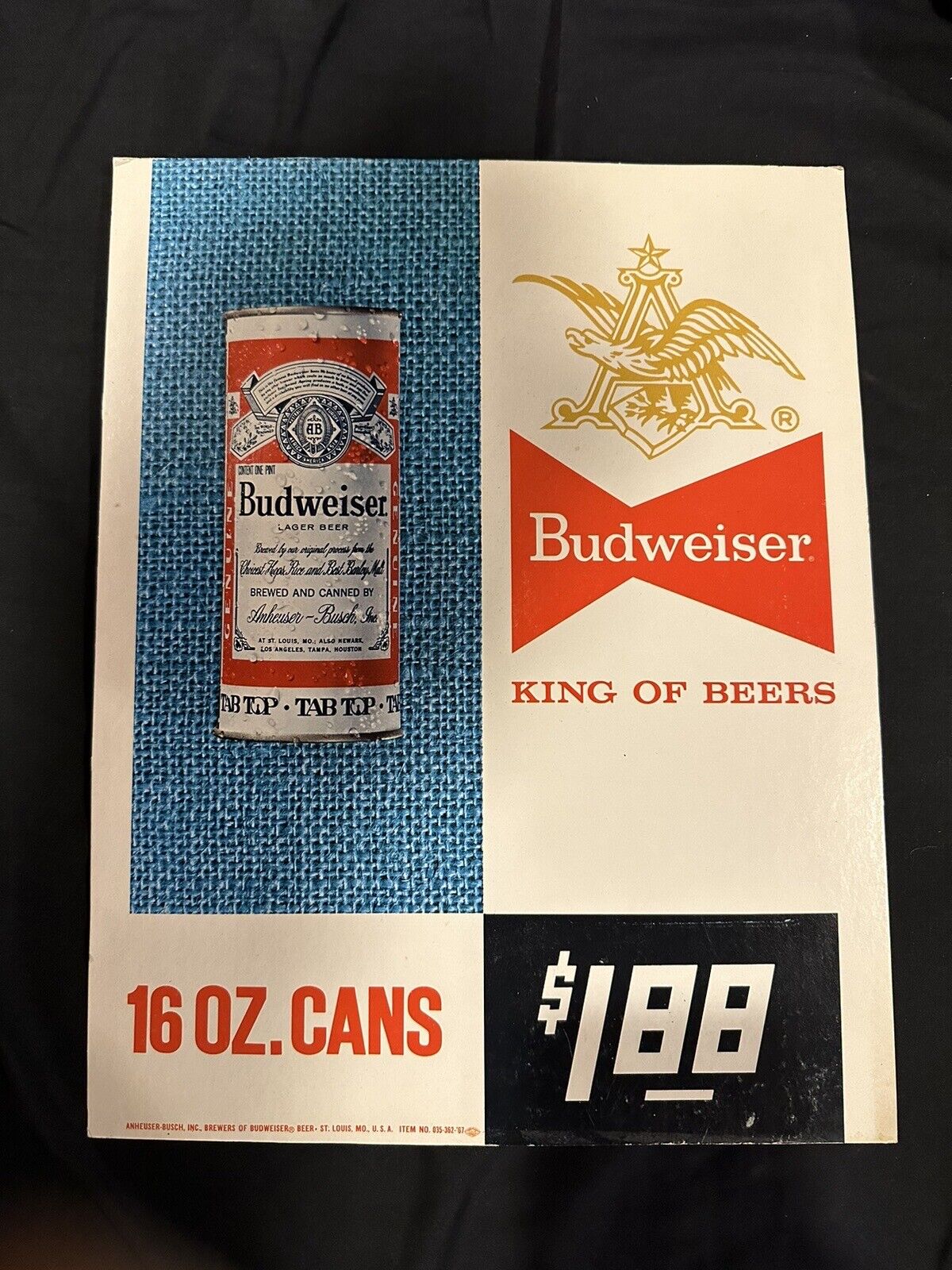 1967 Budweiser Stand Up Sign