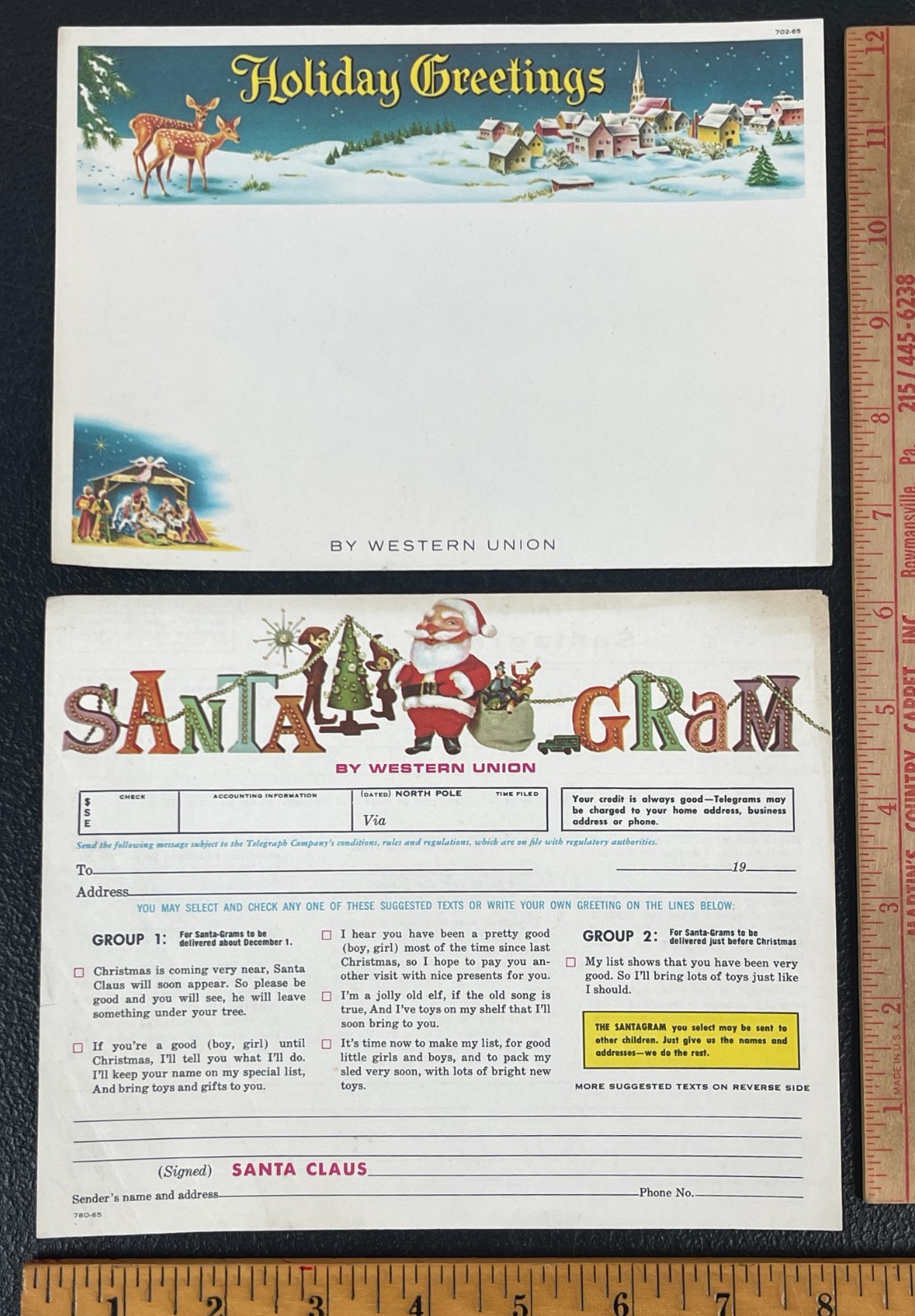 Vtg 1960s Unique Card Gift Holiday Christmas Santa Color Illustrated Telegram Vtg 1960s Unique Card Gift Holiday Christmas Santa Color Illustrated Telegram
