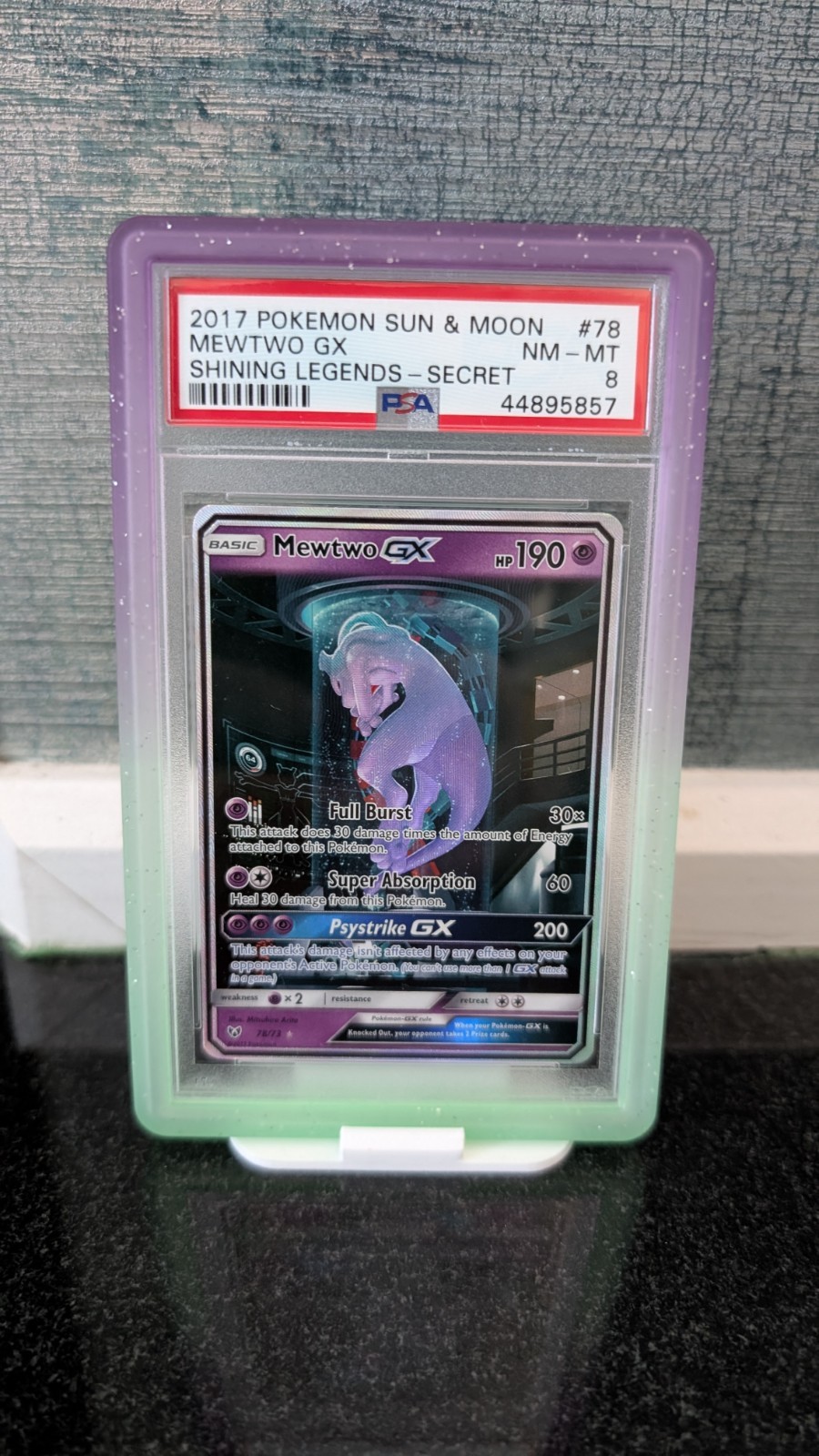 Pokemon Mewtwo GX Secret Shining Legends Card 78/73 PSA8