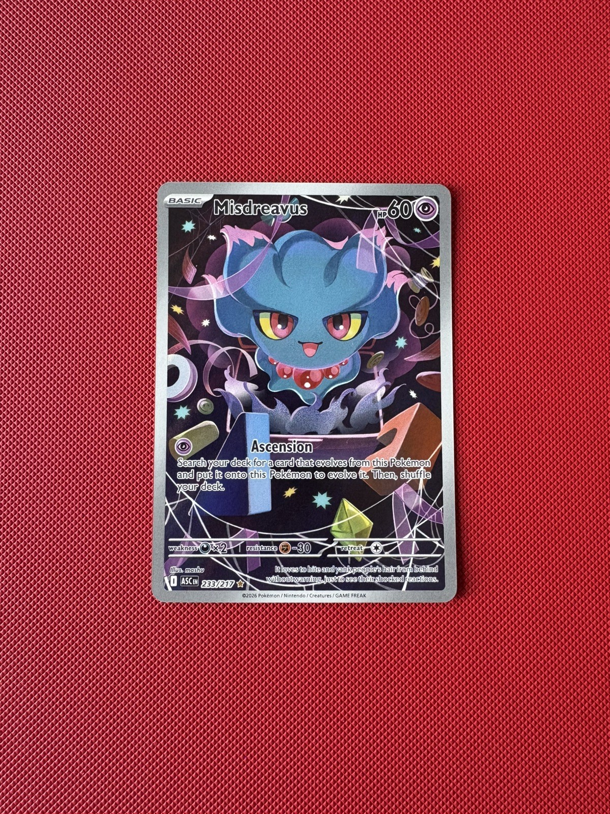 Pokemon Misdreavus Ascended Heroes Illustration Rare 233/217 NM
