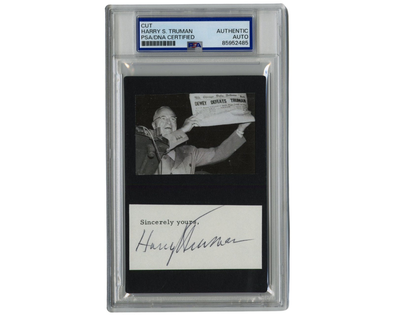 President HARRY TRUMAN Bold Signed Display of Iconic 