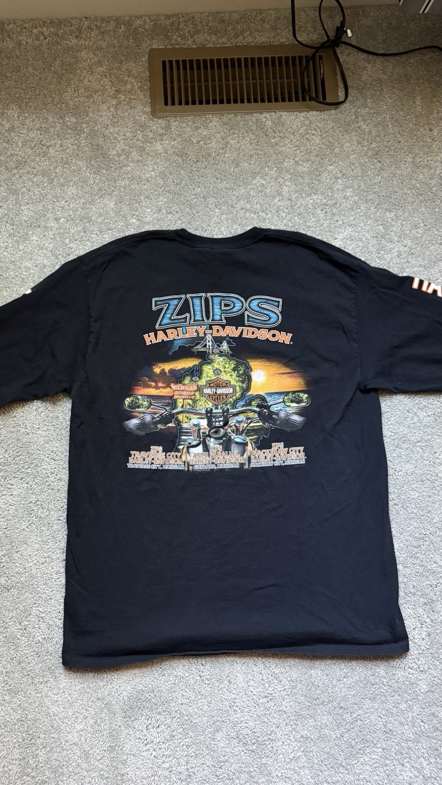 Zips Harley Davidson Mackinaw Traverse City Michigan Sunset - Size Large