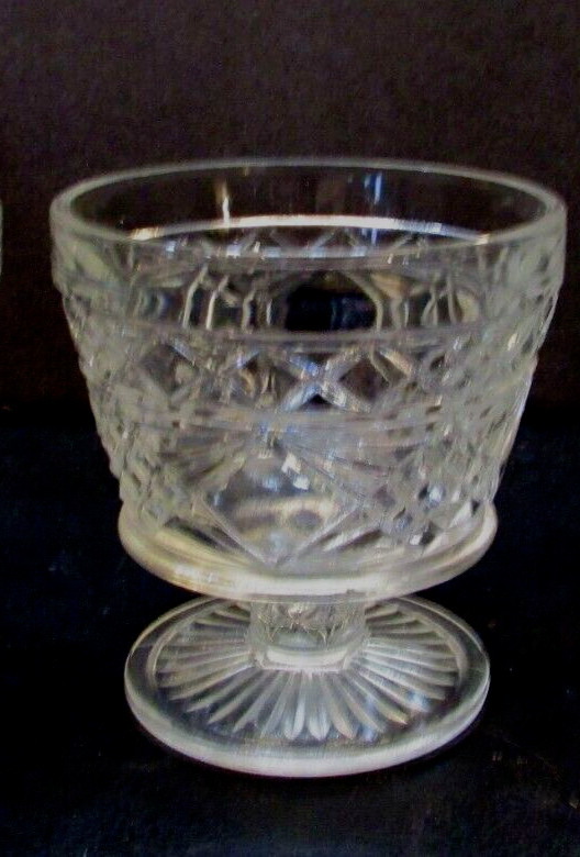 Vintage 1960\'s Hazel Atlas Clear Pattern Glass Pedestal Sorbet Bowl Dessert Dish