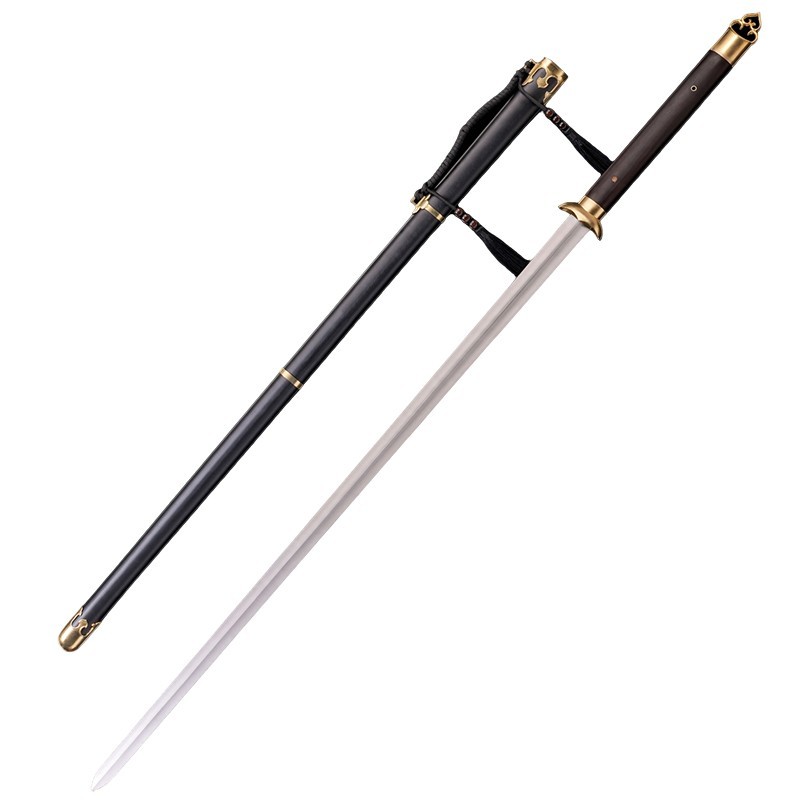 Two Hand Wushu Jian Sword Stainless Steel Blade Brass Hardware Metal Scabbard
