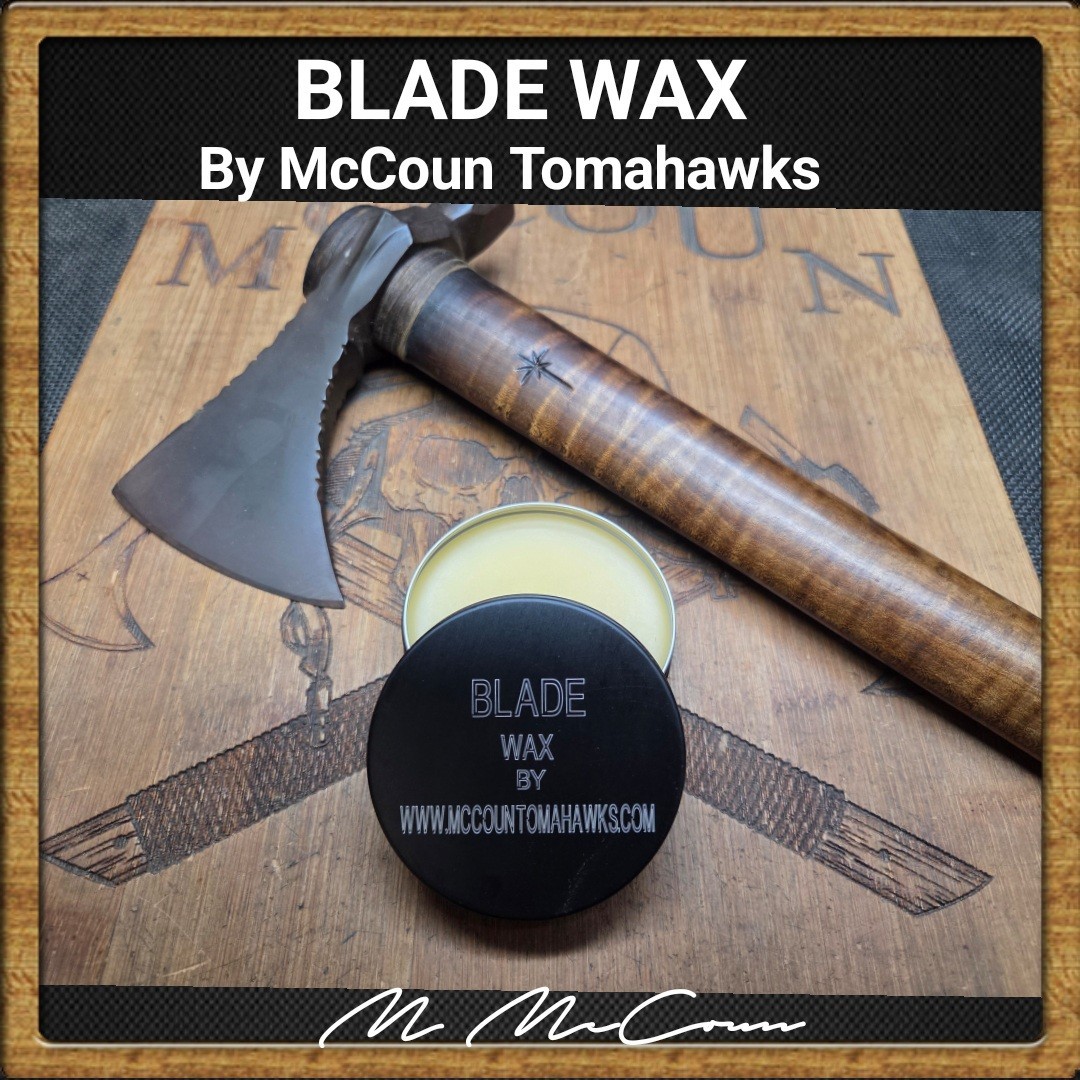 BLADE WAX BY MCCOUN TOMAHAWKS. BEES WAX MIX FOOD GRADE FORMULA 2 OZ TIN. BLADE WAX BY MCCOUN TOMAHAWKS. BEES WAX MIX FOOD GRADE FORMULA 2 OZ TIN.