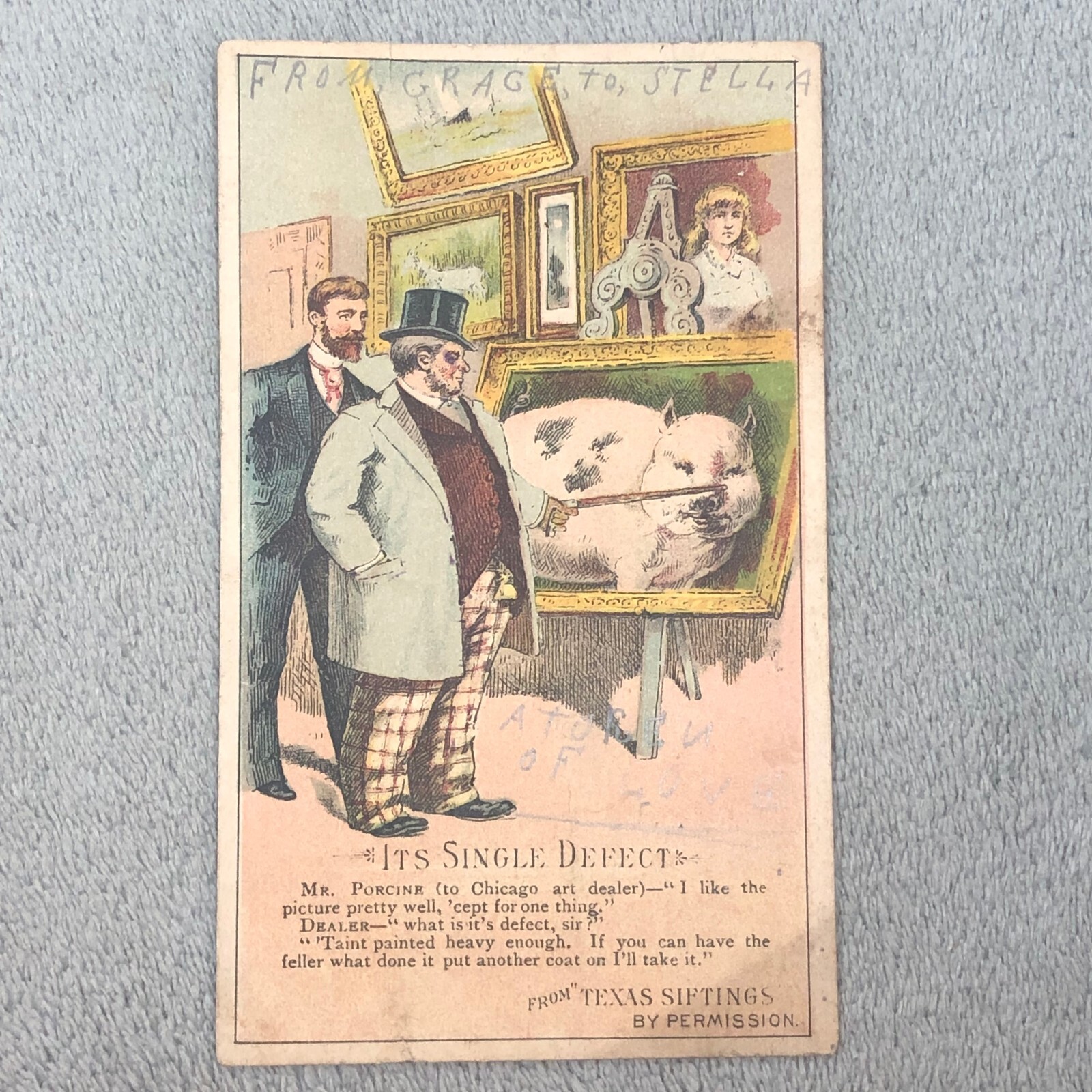 Vintage Arbuckles Ariosa Coffee Trade Card #56 – TX Siftings Humor Ad 