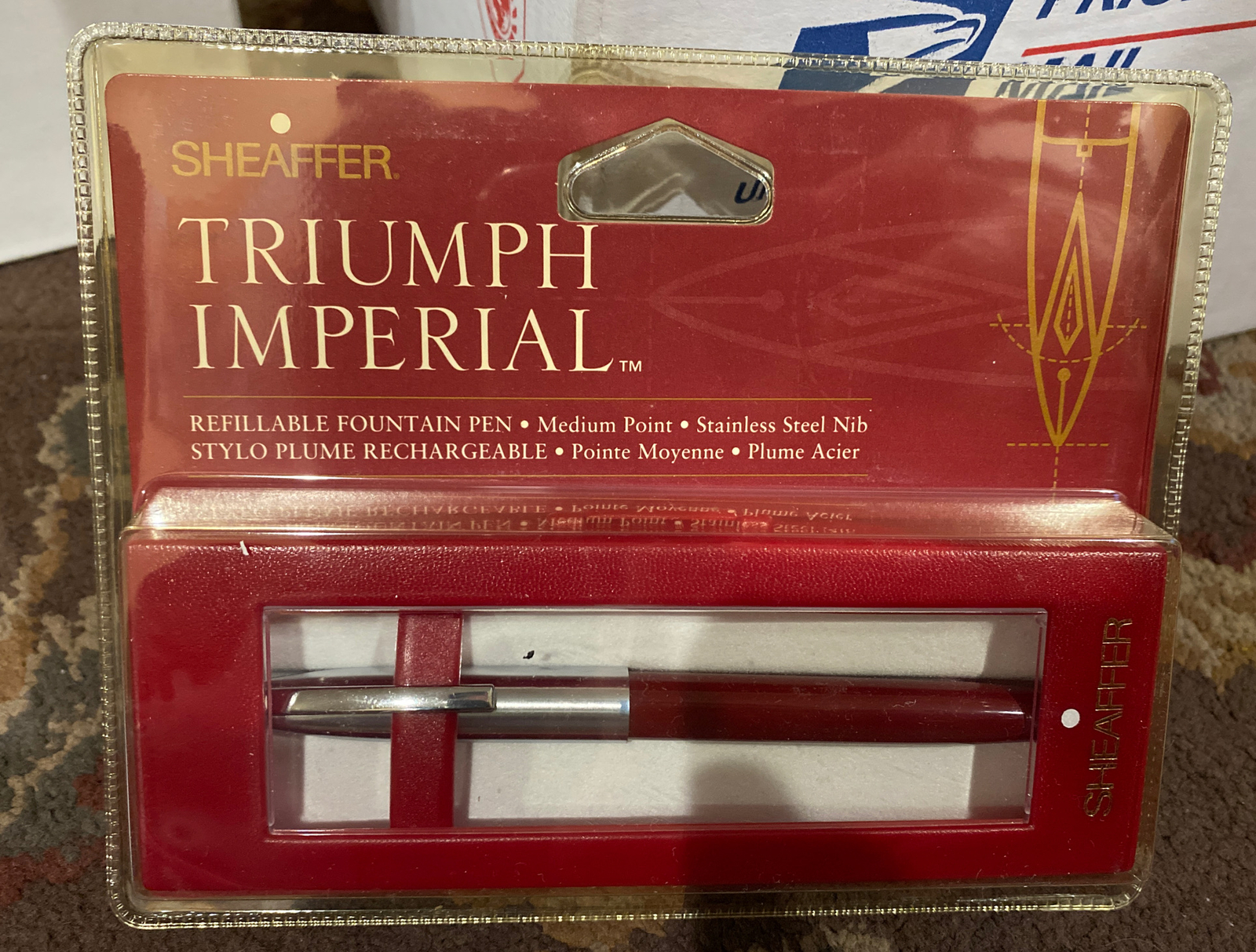 Vintage Sheaffer 92541 Triumph Imperial Chrome/Burgundy Fountain Pen 2441 NEW Vintage Sheaffer 92541 Triumph Imperial Chrome/Burgundy Fountain Pen 2441 NEW