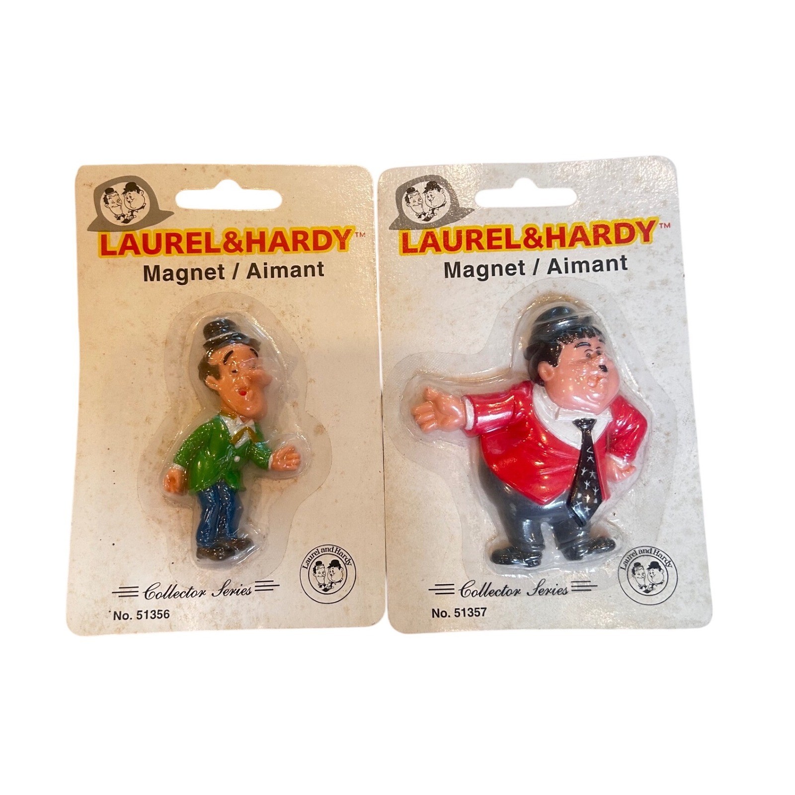 Vintage 1999 Laurel and Hardy Magnets Arjon Collector Series51356 51357 Set of 2