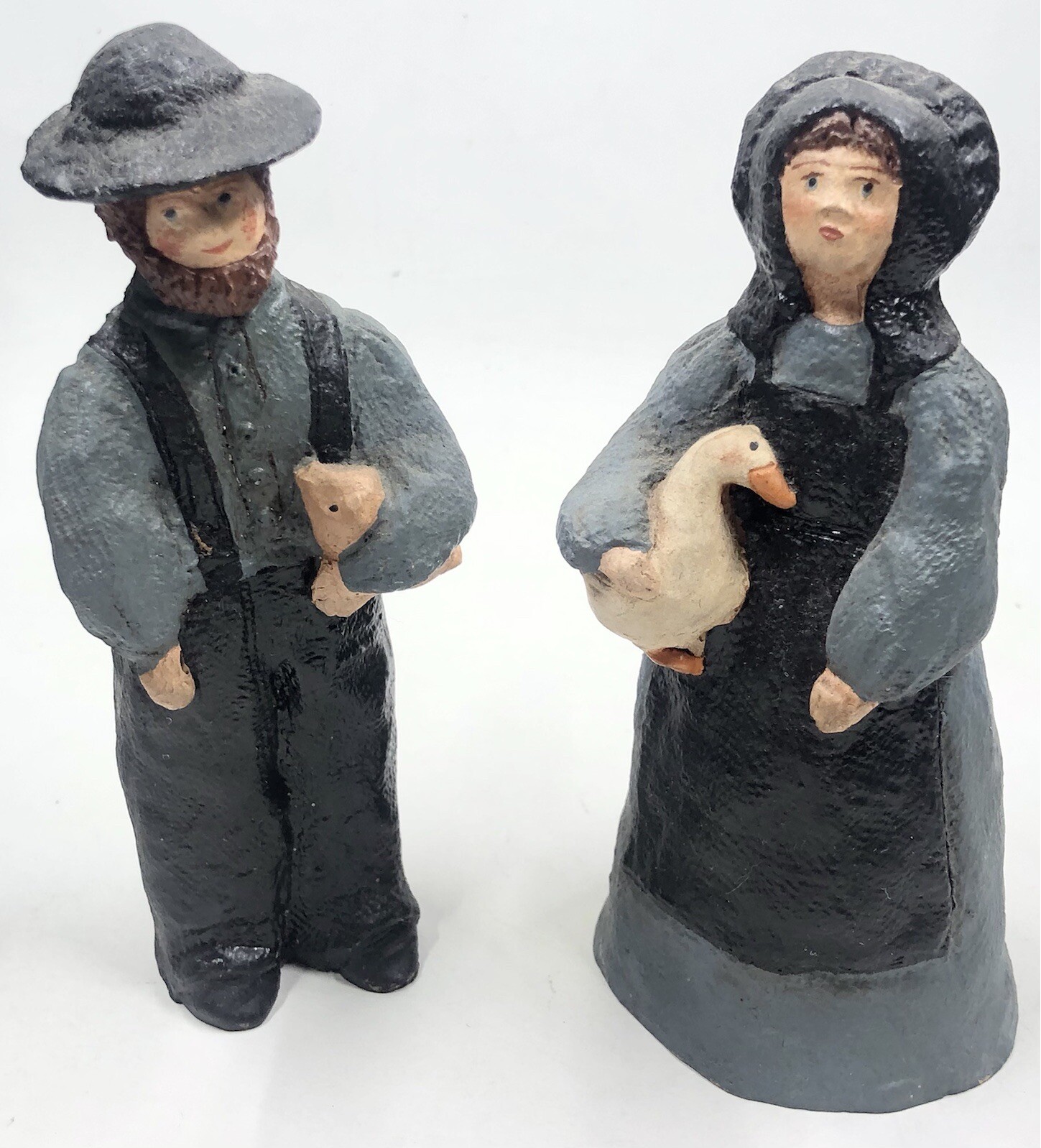 Vintage Doris C. Williams Amish Figurines Man & Woman Signed 1985 Hand Painted