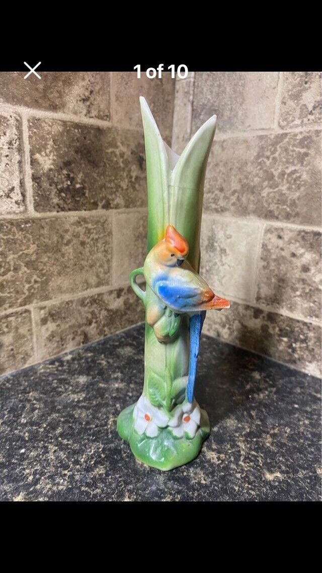 Vintage 1950’s, Colorful Parrot Bud Vase , Made In Germany 