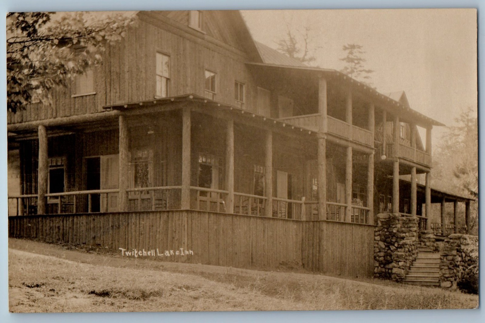 1925 Twitchell Lake Inn Big Moose New York NY RPPC Photo Vintage Postcard