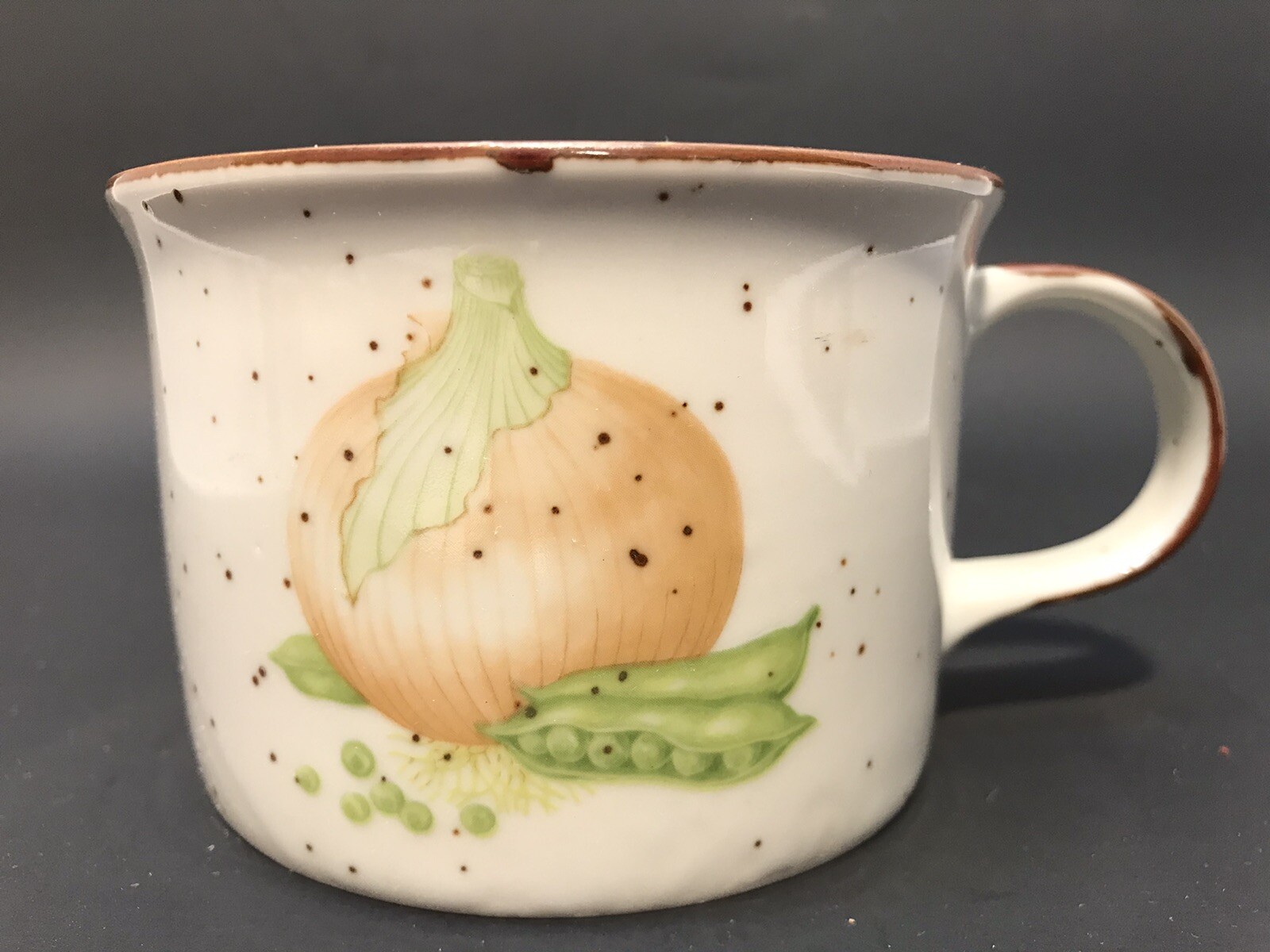 Brown Speckled Handled Ceramic Chowder Soup Bowl Onion Peas Replacement Piece