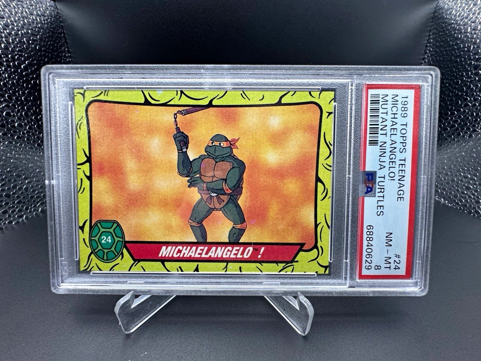 1989 Topps TMNT Teenage Mutant Ninja Turtles Michelangelo #24 PSA 8