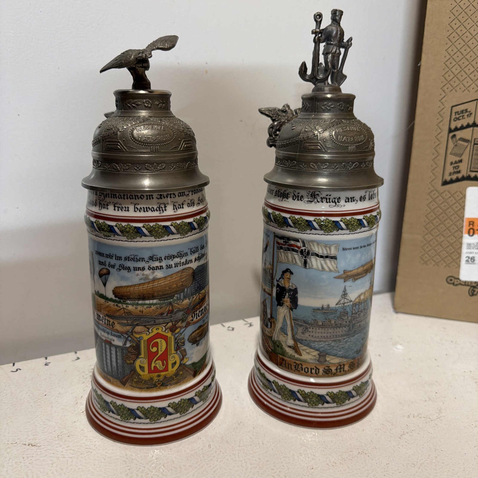 WWI Regimental Stein Kaiser W Germany flight & Artillery Grouping WWI Regimental Stein Kaiser W Germany flight & Artillery Grouping