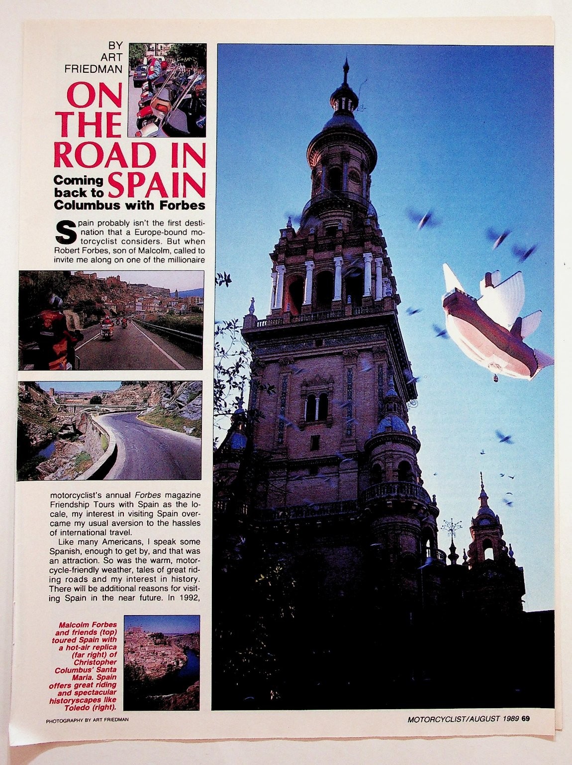 1989 Malcolm Forbes Spain Motorcycle Tour Magazine Article Ephemera