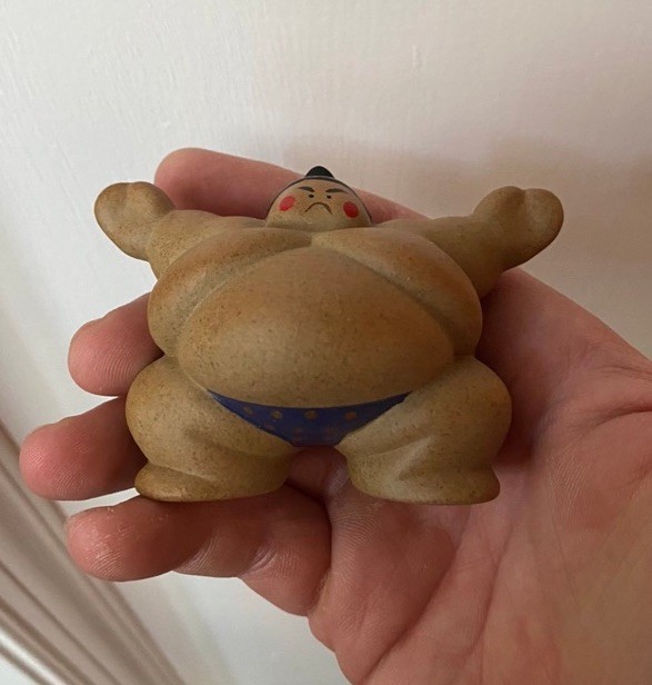 Japanese Sumo Doll Wrestler Shikiri Pose Made in Japan Vtg