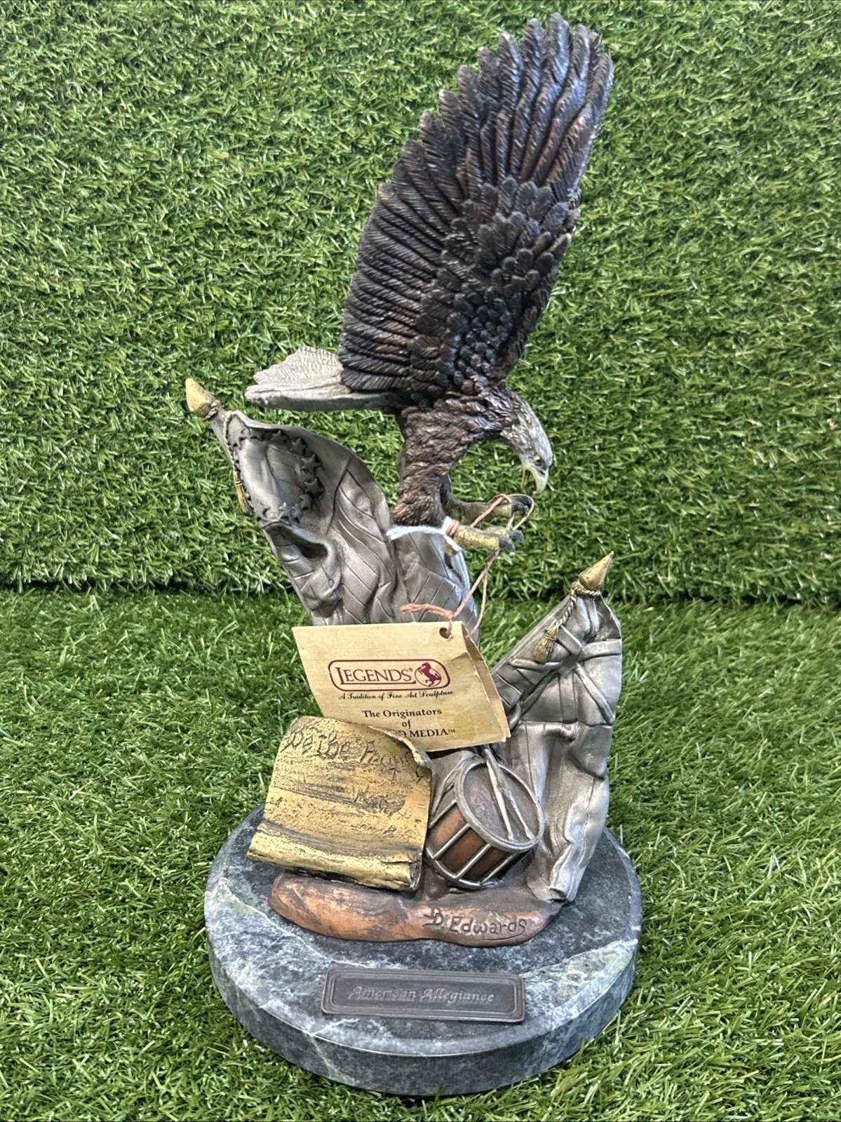 VTG Legends USA American Patriotic Bald Eagle Bronze Sculpture 12”