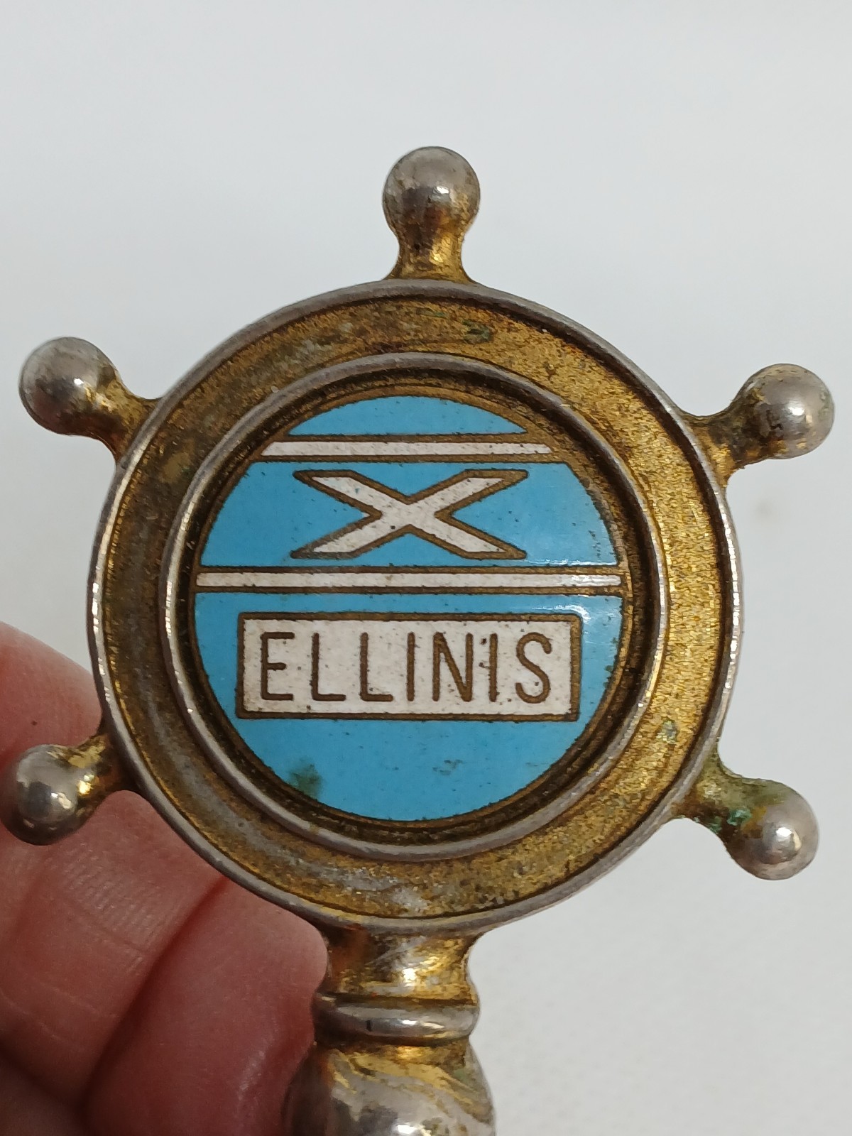 VTG Maritime Bottle Opener brass enamel wheel emblem RHMS Ellinis Nautical Bar