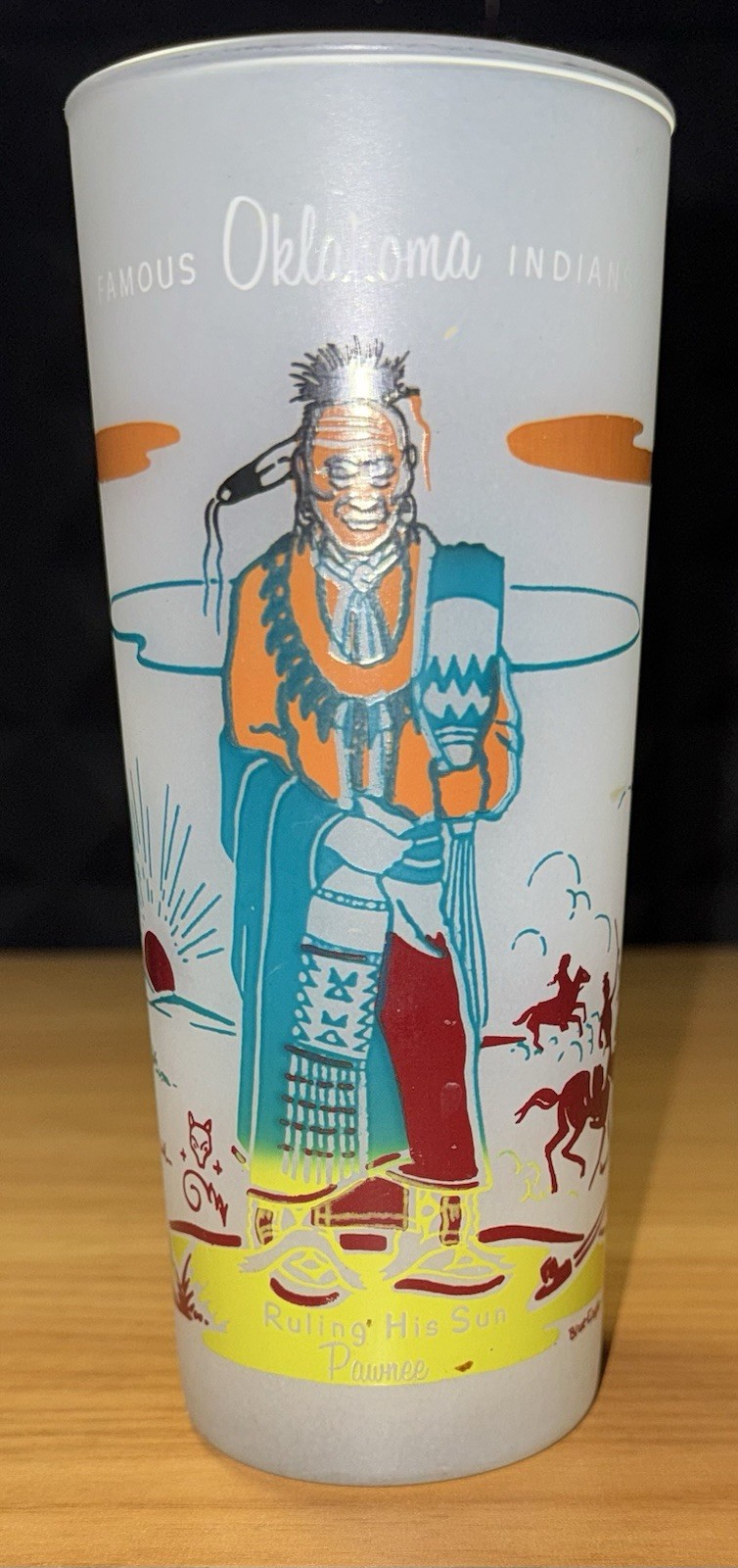 Famous Oklahoma Indians Glasses Late 50s/Early 60s Set of 7 Famous Oklahoma Indians Glasses Late 50s/Early 60s Set of 7