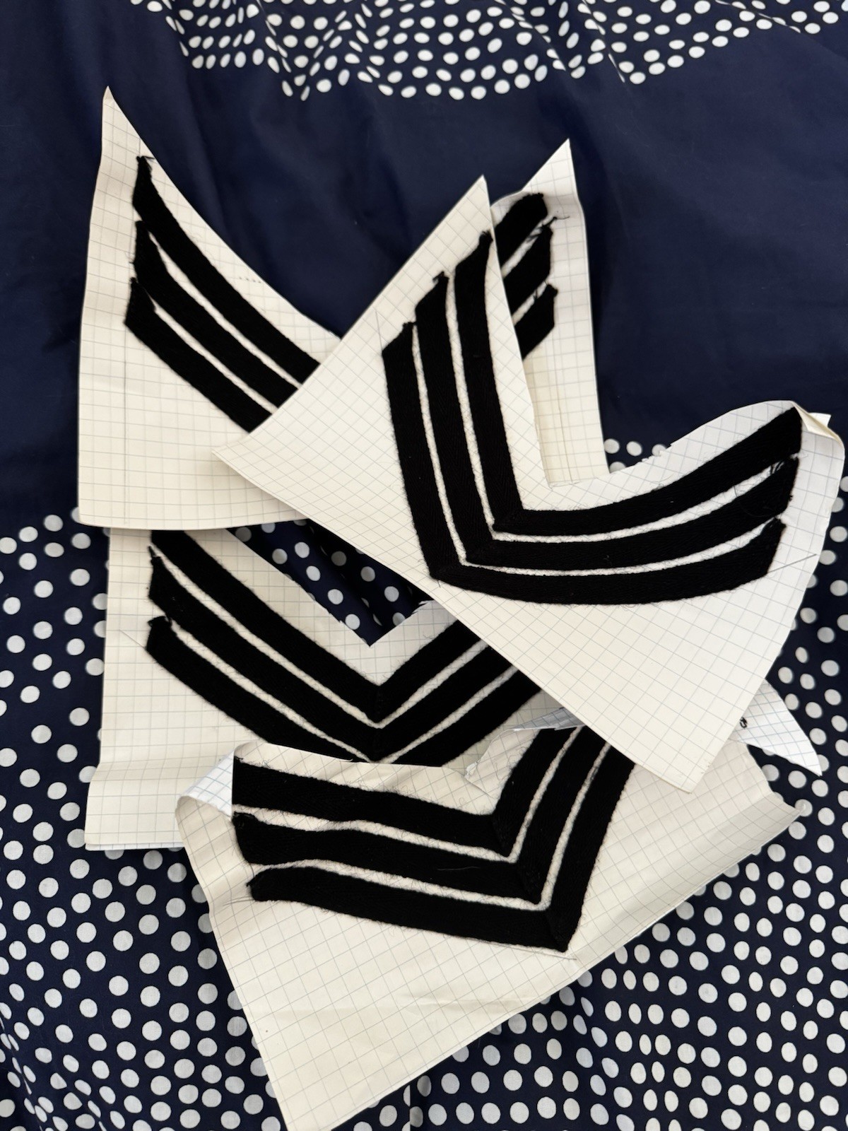 Lot Of 4 Black Sergeant Chevrons 3 Individual Stripes Confederate Reenactor CSA