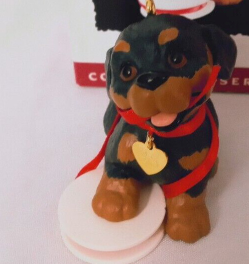 Hallmark Cristmas Collector\'s Series Puppy Love Heart Collar 1995 Rottweiler