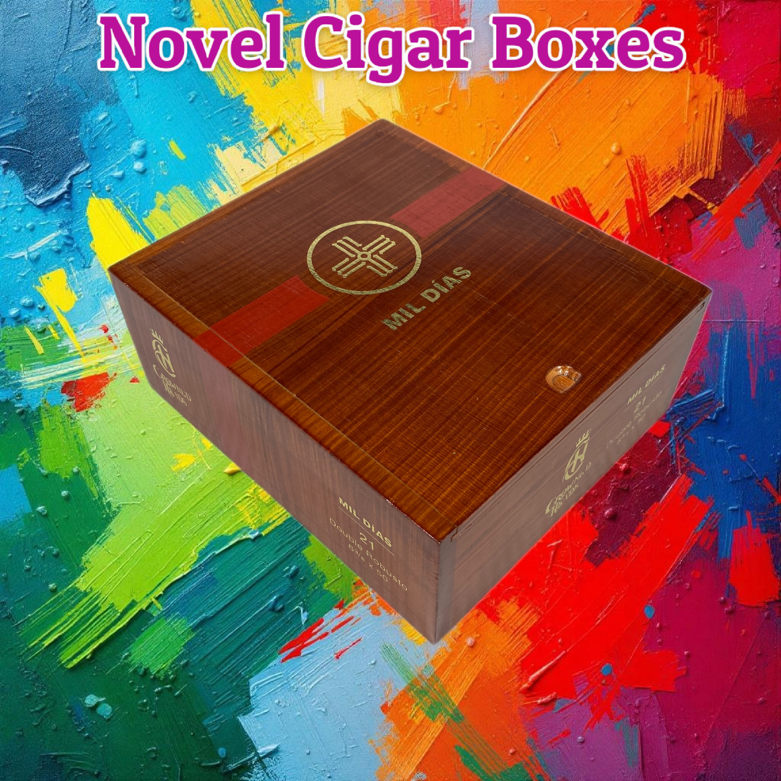 Mil Dias Double Robusto Empty Wooden Cigar Box 6.25x7x2.75