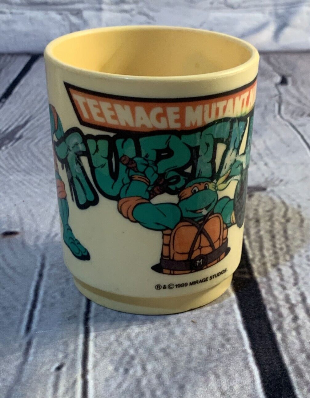 Vintage 1989 Mirage Studios Cup Teenage Mutant Ninja Turtles Beige Mug
