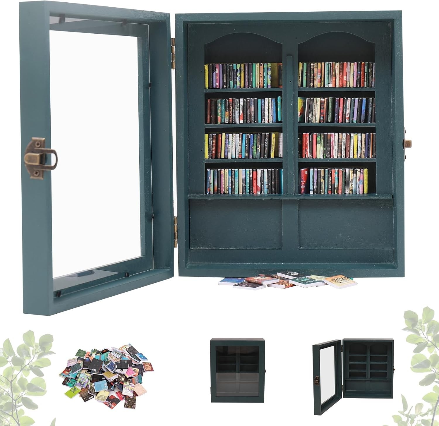 Miniature Anxiety Bookshelf With 200 Books 8 x 3.5 x 8 inches