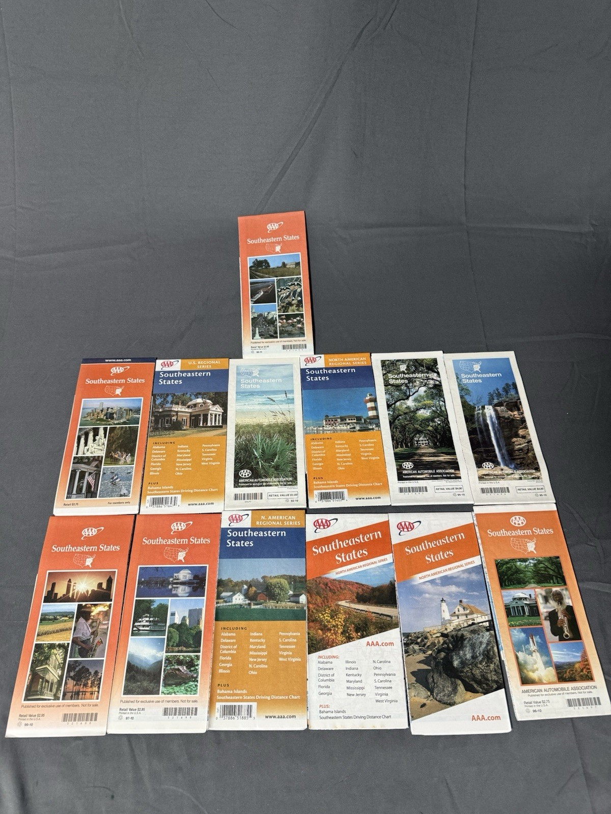Vintage AAA Southeastern States Travel Map Lot Scenic Regional Guides 13pc