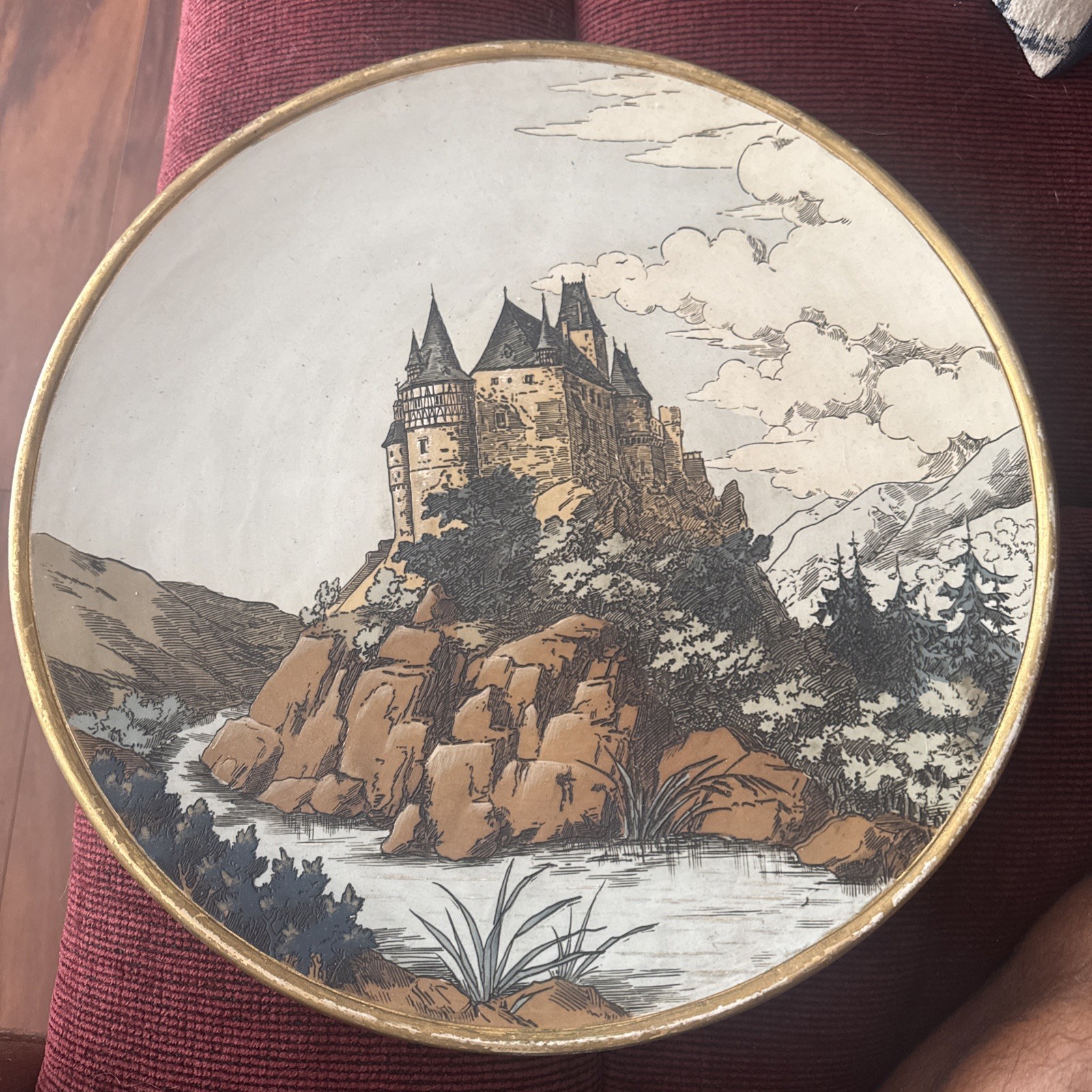 Castle Plaque matched set by Mettlach antique German # 1108 & 1365 - 17