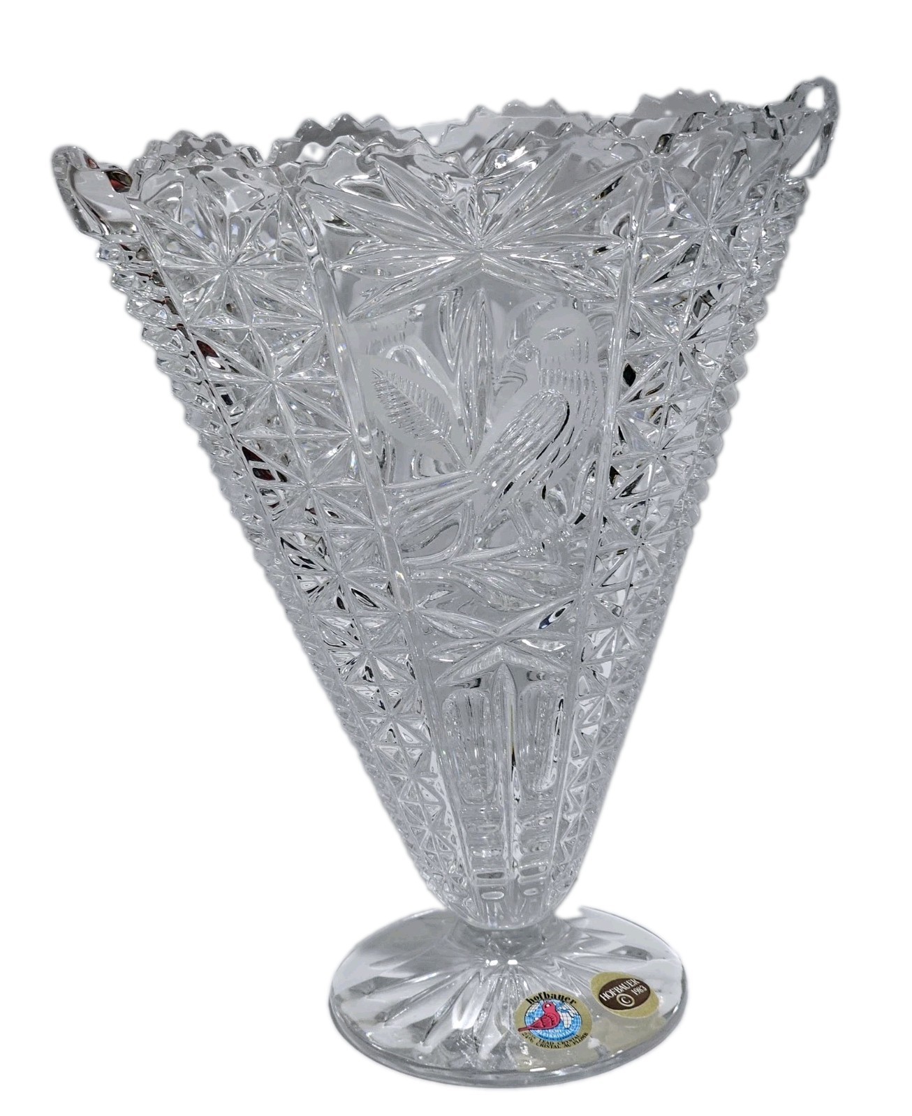 Hofbauer Byrdes Collection Fan Lead Crystal Vase 9 \