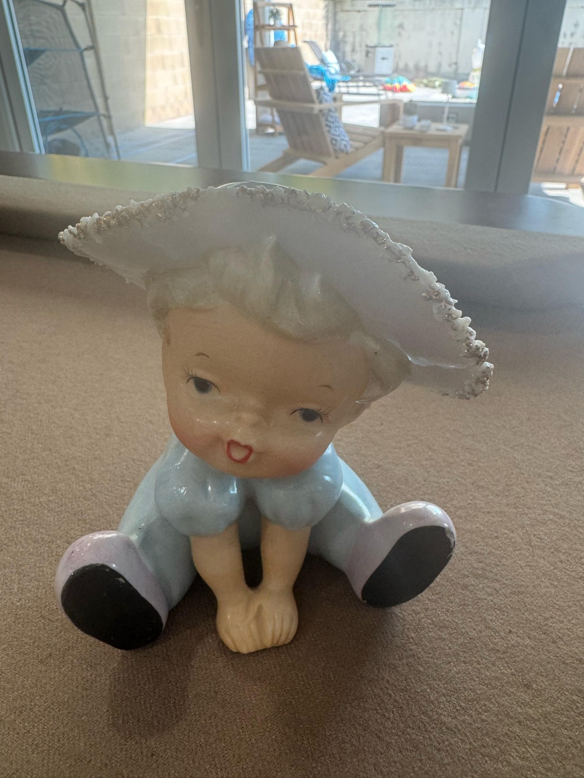 1950\'s Little Girl Blue Dress Pink Shoes Head Vase Japan