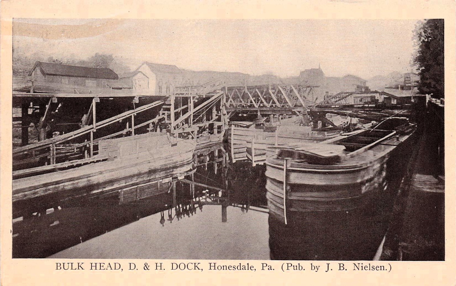 Honesdale Delaware Hudson Canal Co Gravity Railroad Dock Bridge Vtg Postcard F11