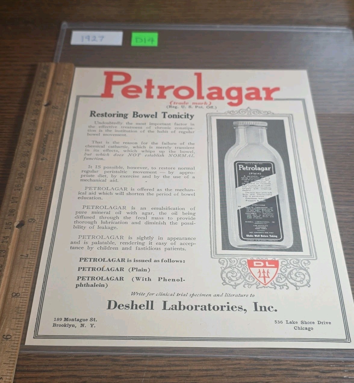 Atq 1927 Petrolager Pharmaceutica Medicine Chronic Constipation Chicago Picture