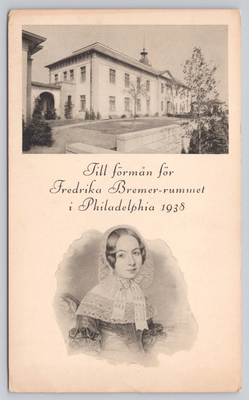 Fredrika Bremer Room Philadelphia 1938 Sweden Esselte Postcard