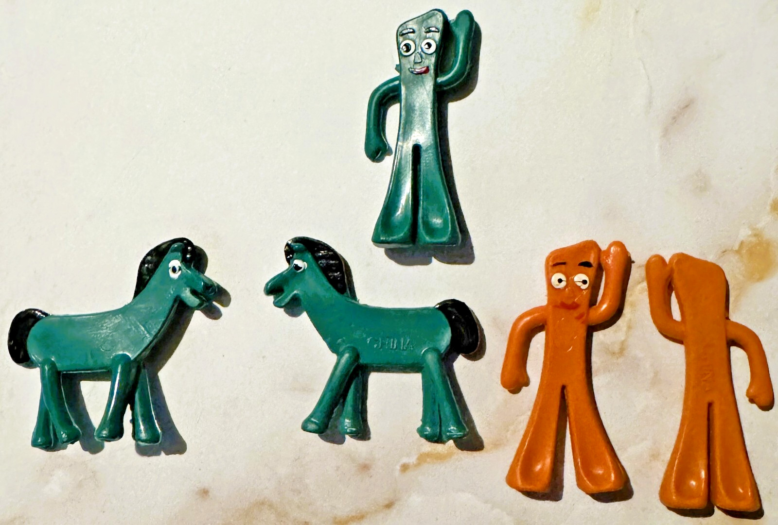 Vintage Gumby & Pokey 🟢 Bendable Rubber Mini Figures NOS 1970s–80s Claymation