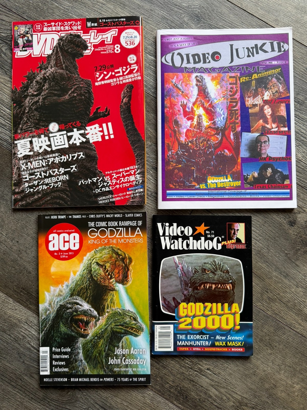 GODZILLA Magazine 4pc Lot Kaiju Monster Video Junkie Watchdog Shin Godzilla