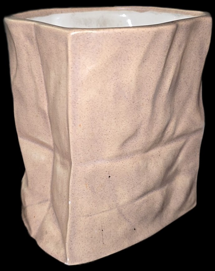 Iconic 1980s Rosenthal-Style Crinkled Paper Bag Vase Handmade