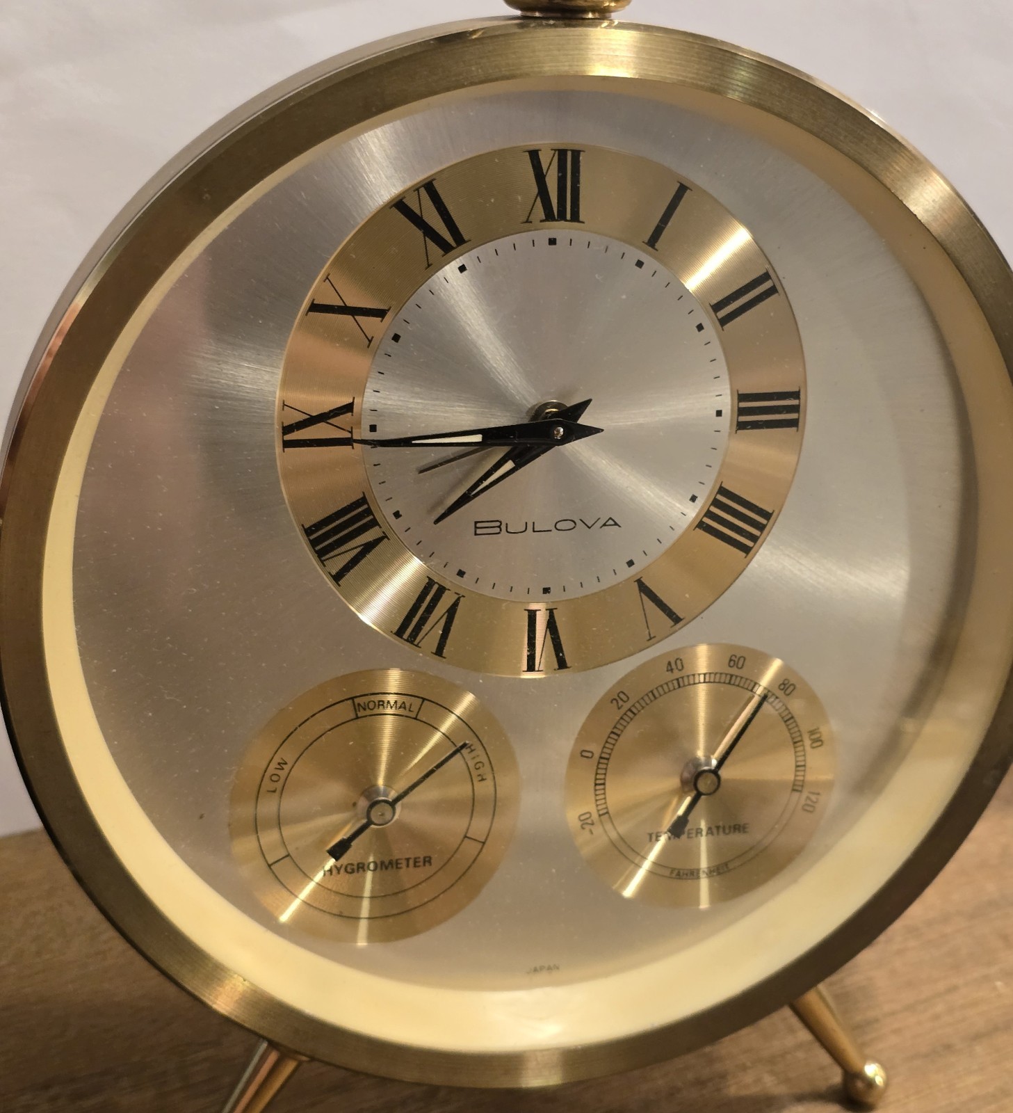 Vintage Bulova Weather Station Desk/Mantel Clock Mechanical Movmt Works 