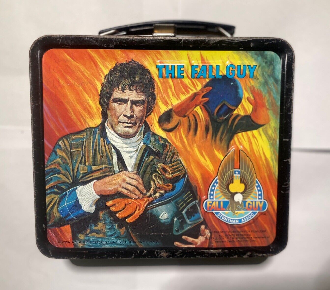Vintage 1981 - Aladdin - Metal Lunchbox And Thermos - The Fall Guy - Lee Majors