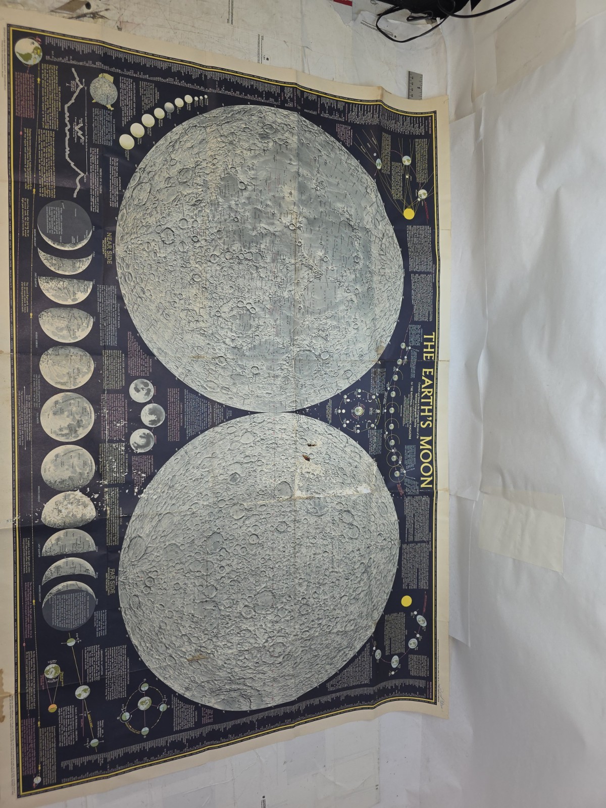 🌕 1969 National Geographic The Earth’s Moon Map David H. Levy Signed Vintage