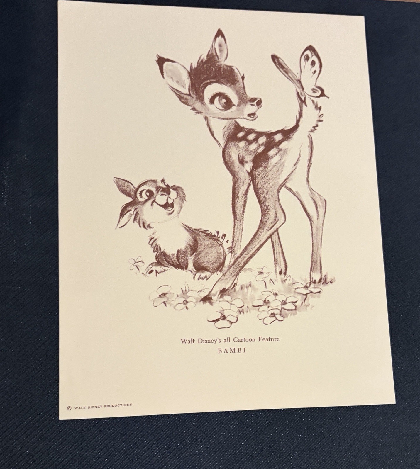 1942 Walt Disney Bambi Fan Card