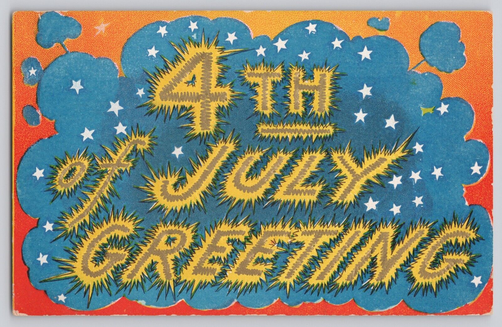 Patriotic Postcard 4th Of July Greeting Fourth Independence Day Fireworks