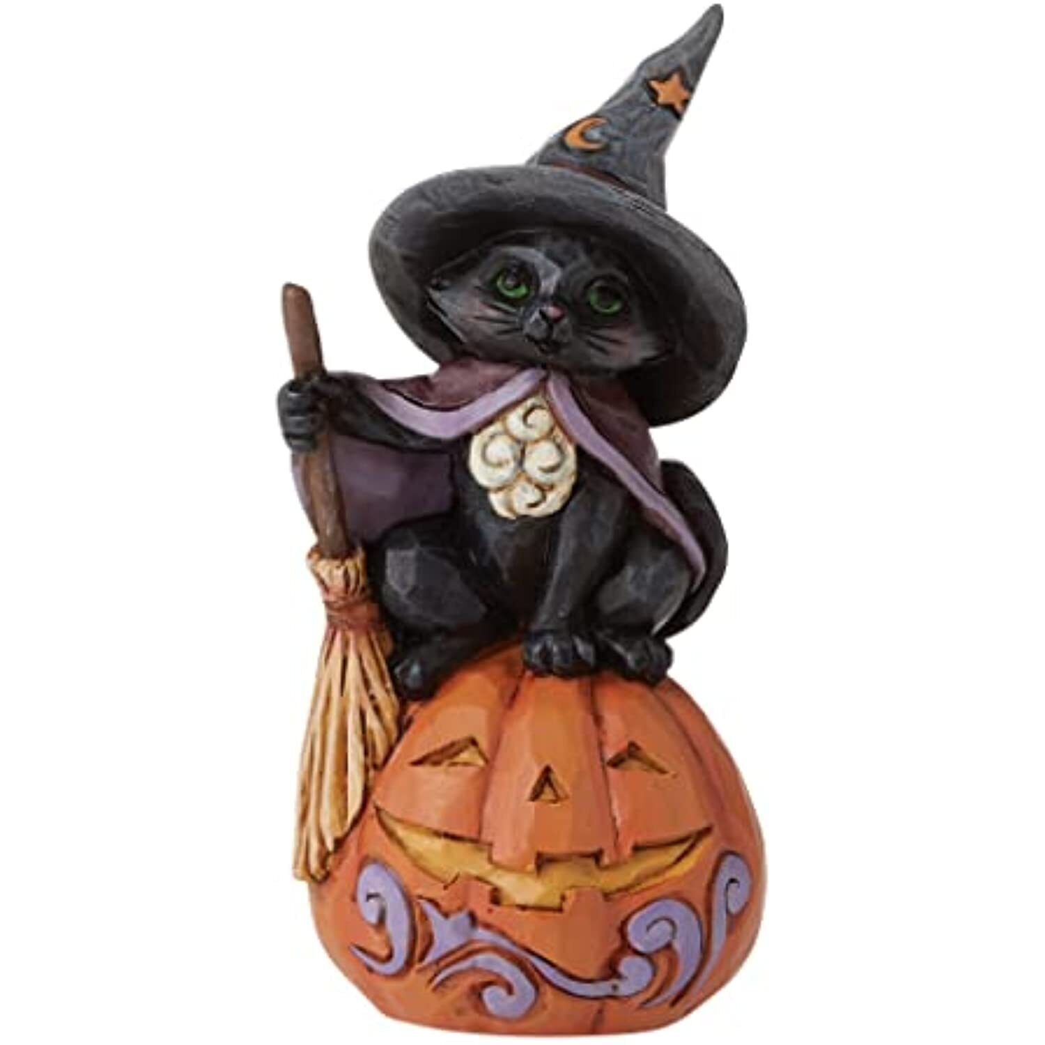 Jim Shore Heartwood Creek Black Cat on Pumpkin Miniature Figurine 4 Inch 6009515