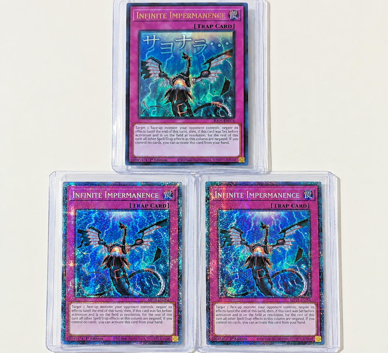Yugioh 3x Infinite Impermanence  2x Starlight Rare 1x Alt Art  RA05  MP25  Mint