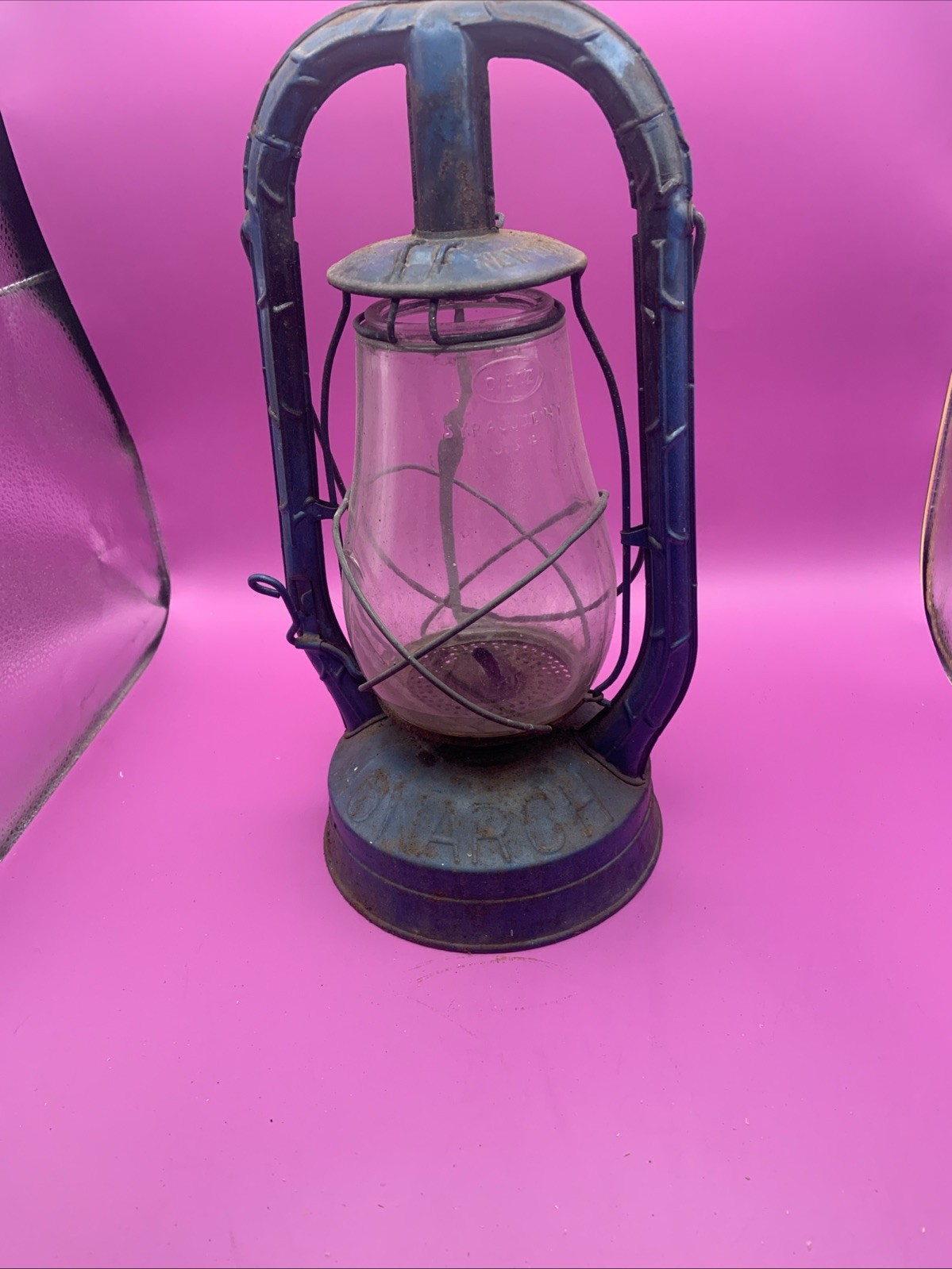 Antique vintage Rare Dietz Monarch kerosene lantern Blue#2