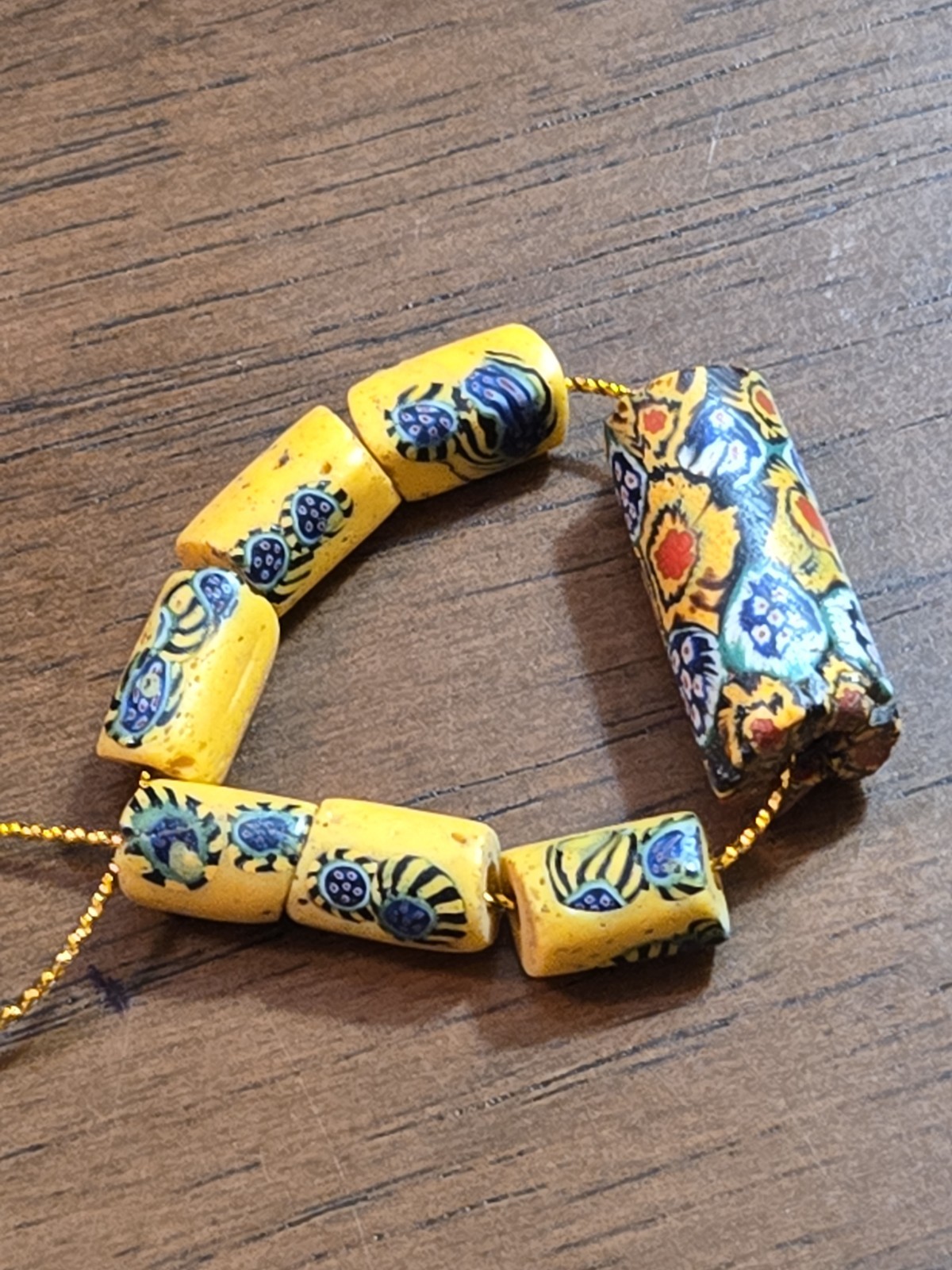 Rare Peacock Composite Millefiori Set TRADE BEADS Venetian Glass Bead