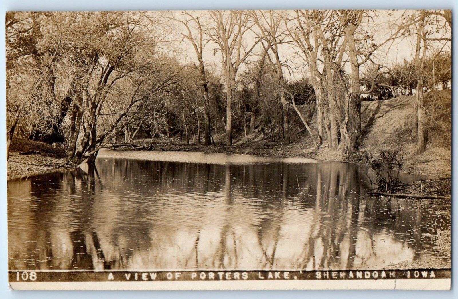 c1910\'s A View Of Porters Lake Shenandoah Iowa IA RPPC Photo Vintage Postcard